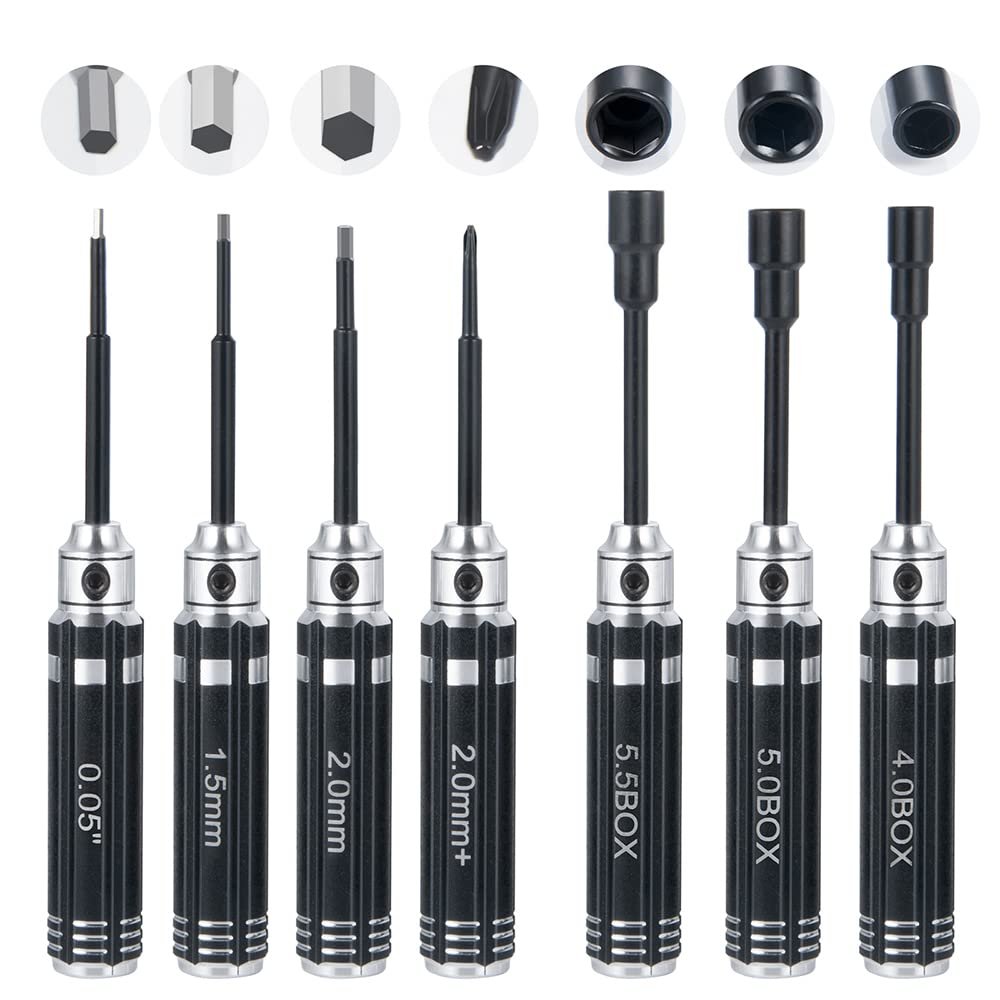 QUPA AM STORE 7PCS RC Hex Screw Driver Set Screwdriver for 1/10 SCX10 FPV Racing Drone Heli Airplanes Boat RC Cars