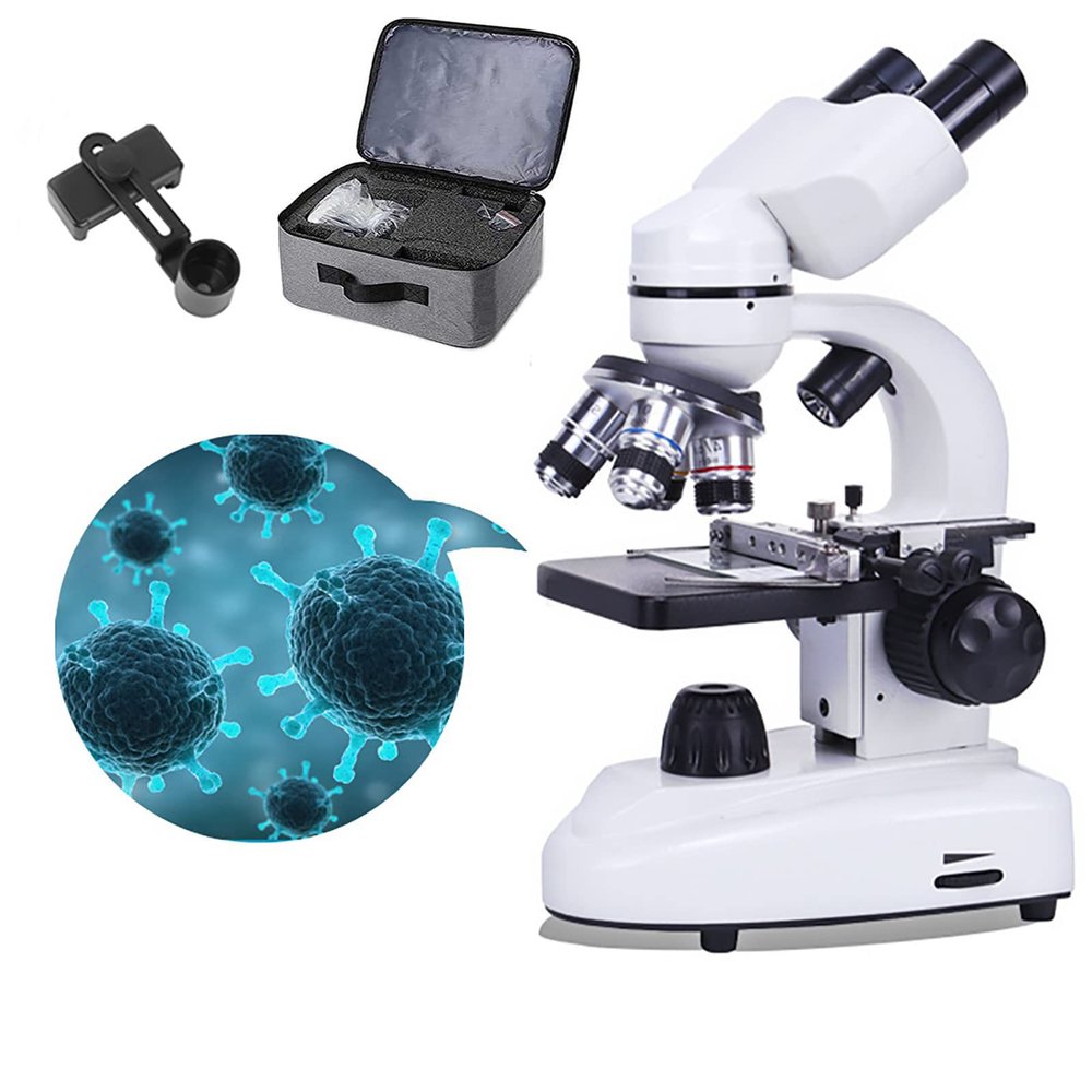 Binocular Compound Microscope, 6000X-20000X Home Education Microscope, Can Be Connected to A Computer Screen, for Student/Child/Adult/Beginner/Amateur Scientist/Hobbyist,10000X