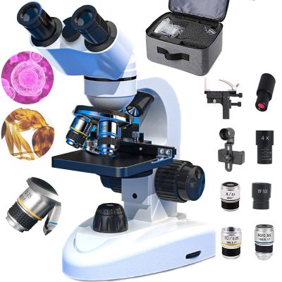 40X-1000X Binocular Microscope for Adults, Biological Compound Binocular Microscopes, with Luxury Storage Bag & Electronic Eyepieces, Microscope for Homeschool Educational/Hobbyist Use,30000X