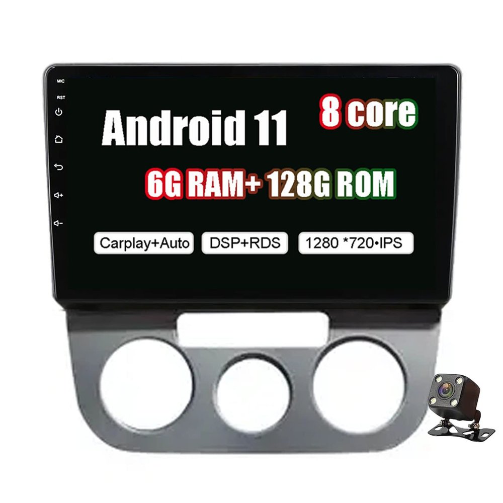 9 inch Headunit Android 11 Car Stereo, Bluetooth WiFi Car Sat Nav for VW Jetta 5 2005-2010 Car Navigation GPS Supports 2 din Stereo FM RDS Car Audio Video with Rear View Camera