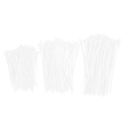 300PCS Multi Size Long Zipper Strap, Self Locking Nylon Zipper Strap, Reusable Cable Strap Kit Home Office Garden Fasteners Supplies Black and White(white)
