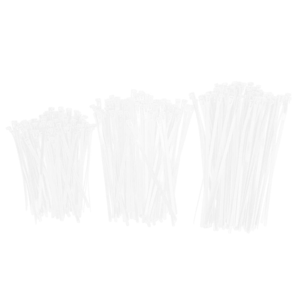 300PCS Multi Size Long Zipper Strap, Self Locking Nylon Zipper Strap, Reusable Cable Strap Kit Home Office Garden Fasteners Supplies Black and White(white)