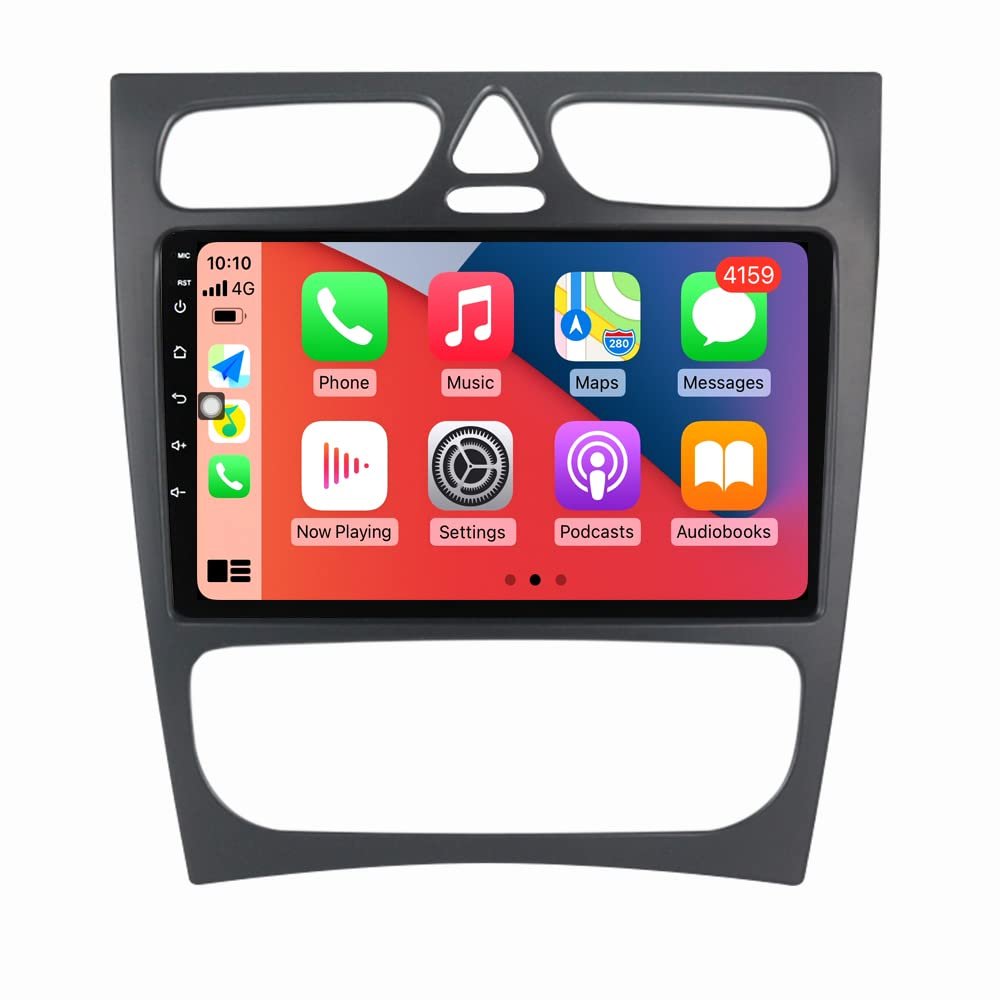 6+128GB 8Core Radio Stereo for Mercedes Benz C Class W203 C200 C320 C350 CLK W209 2002-2005 Dash Kit GPS Navigation,9" IPS Touch Screen Head Unit with Car-Play & Android Auto(Black)