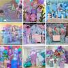 Iydamc Mermaid Arch Backdrop Cover Cyan Glitter Arched Wall Covers for Girls Birthday Party Decorations Wedding Banquet Bridal Shower Props GX-112-4x7ft view 3
