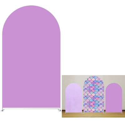 Iydamc Mermaid Arch Stretchy Backdrop Purple Solid Color Arched Wall Covers for Girls Birthday Parties Decorations Banquet Baby Shower Decor Props GX-118-4x7ft