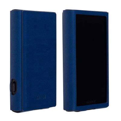 MITER CASE Compatible with Sony Walkman NW-A307 A306 A303 A300, Handmade Italy PU Case Cover for A300 Series (Navy)