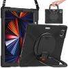 AdirMi Case for iPad Pro 12.9 inch 6th/5th/4th/3rd Generation 2022/2021/2020, Military Grade Rugged Shockproof Case with [360Rotating Multi Functional Handle Ring] [Shoulder Strap],Black view 1