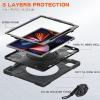 AdirMi Case for iPad Pro 12.9 inch 6th/5th/4th/3rd Generation 2022/2021/2020, Military Grade Rugged Shockproof Case with [360Rotating Multi Functional Handle Ring] [Shoulder Strap],Black view 4