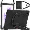 AdirMi Case for Samsung Galaxy Tab S7 FE 12.4-Inch 2021 (SM-T730/T733/T736B), Military Grade Rugged Shockproof Case with [360Rotating Multi Functional Handle Ring],Black view 1