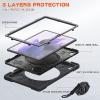 AdirMi Case for Samsung Galaxy Tab S7 FE 12.4-Inch 2021 (SM-T730/T733/T736B), Military Grade Rugged Shockproof Case with [360Rotating Multi Functional Handle Ring],Black view 4