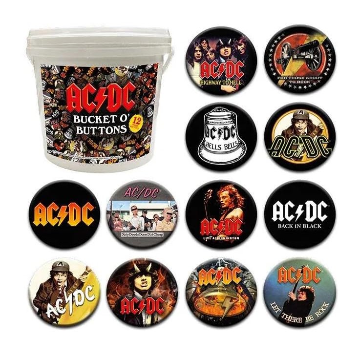 AQUARIUS AC/DC - Seau de 144 Badges 3.2cm