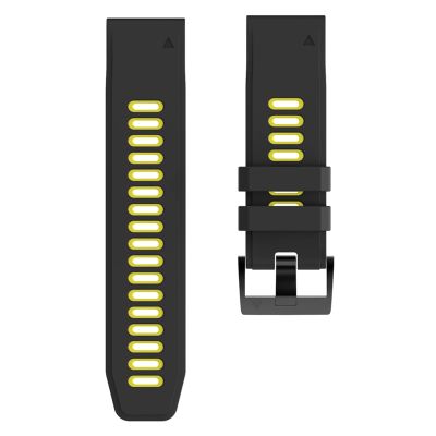 CYSUE Silicone Quick Release Watchband Strap For Garmin Fenix 7 7X 5X 5X Plus 3 3HR Watch Easyfit Wrist Band Strap For Fenix 5 5 Plus 935 (Color : Black Yellow, Size : Fenix 7X)