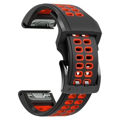 Wtukmo 22 26mm Watchband Strap For Garmin Fenix 7 Fenix 6 5 5Plus 935 945 Silicone Easyfit Wristbands For Fenix 7x 6x 5x Watchband (Color : Black Red, Size : For Garmin Quatix 5)