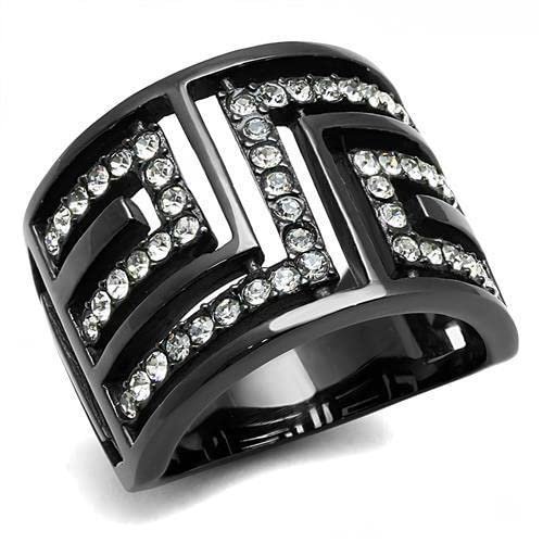 TK3134 - IP Light Black (IP) Stainless Steel Ring with Top Grade Crystal in Clear Size 5
