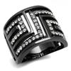 TK3134 - IP Light Black (IP) Stainless Steel Ring with Top Grade Crystal in Clear Size 5 view 1