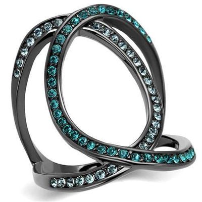 TK2557 - IP Light Black (IP) Stainless Steel Ring with Top Grade Crystal in Multi Color Size 5