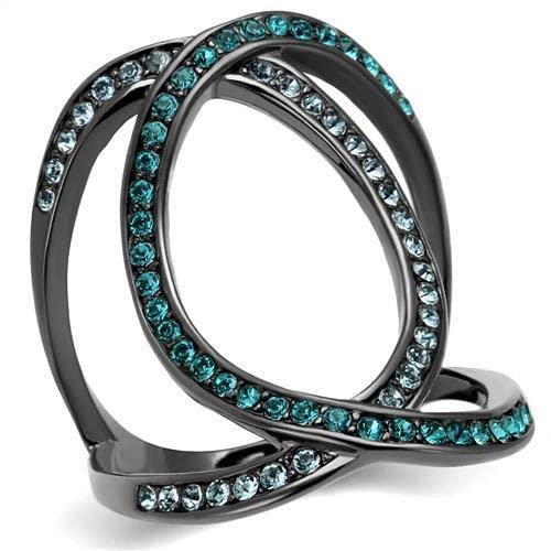 TK2557 - IP Light Black (IP) Stainless Steel Ring with Top Grade Crystal in Multi Color Size 5