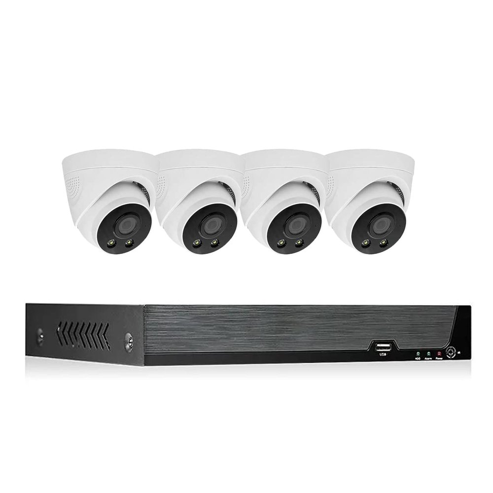 4K/8MP POE Indoor Security Cameras System Built-in Audio, 4K Surveillance Cameras Kit with Motion Detection, Color Night Vision, Remote Viewing, Outdoor POE NVR Kit (4CH)