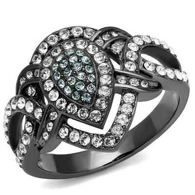 TK2679 - IP Light Black (IP) Stainless Steel Ring with Top Grade Crystal in Multi Color Size 5
