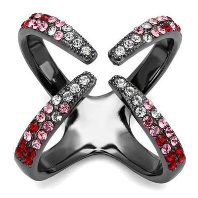 TK2696 - IP Light Black (IP) Stainless Steel Ring with Top Grade Crystal in Multi Color Size 5