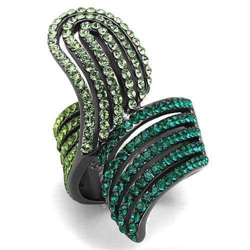 TK691LJ - IP Light Black (IP) Stainless Steel Ring with Top Grade Crystal in Multi Color Size 5