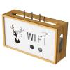 Fodalob Wooden Plastic Router Shelf Wall Mount WiFi Router Storage Box Modem Cable Router Cover Organized Power Strip Cable Management Hider Rack - 13.8x4.3x7.6inches(LxHxD) view 1