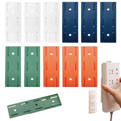 12 PCS Adhesive Punch Free Socket Holder, Self-Adhesive Desktop Socket Fixer, Power Strip Holder Fixator, Wall Mount Cable Management