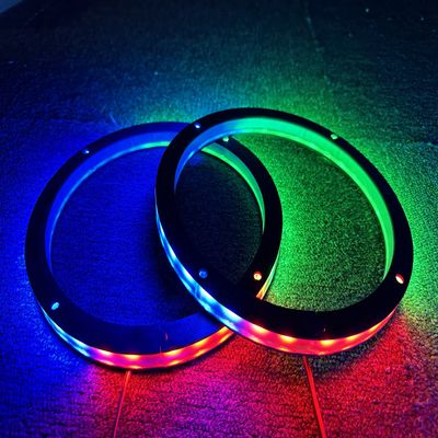 2PCS 10" Car LED Speaker Ring Lights Decorative Light Kit Coxial Spreaker Rings Dream Color Chasing Flow Series Truck Boat Million Colors Shift Spacer Ring Light Bluetooth App & Remote Control