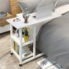 PC Desk Movable Simple Laptop Desk Side Table Mobile Lazy Table Bedside Laptop Desk with 2-Tier Storage Shelvs and Lockable Pulleys Office Desks (Color : D) view 1