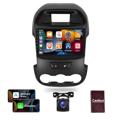 [2G+64G] Car Radio for Ford Ranger 2011-2015, 9 inch Android 13 Touch Screen Stereo, Carplay/Android Auto/Hi-Fi Audio/Wi-Fi/1080P/SWC/Bluetooth + AHD Backup Camera + MIC