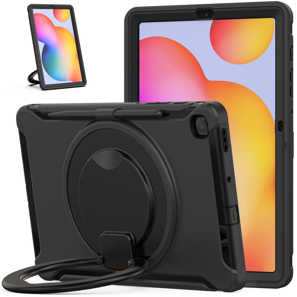 AdirMi Case for Samsung Galaxy Tab S6 Lite 10.4 Inch 2022/2020 (SM-P613/P619/P610/P615), Military Grade Rugged Shockproof Case with [360Rotating Multi Functional Handle Ring]