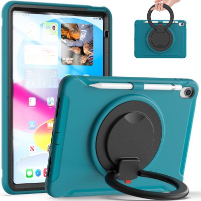 AdirMi Case for iPad 10th Generation 10.9 Inch 2022, Military Grade Rugged Shockproof Case with [360Rotating Multi Functional Handle Ring],Blue