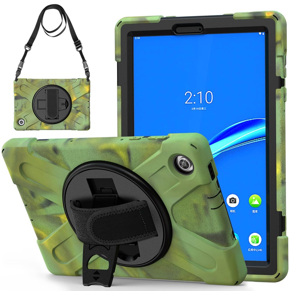 AdirMi Case for Lenovo Tab M10 HD (2nd Gen) 10.1 Inch TB-X306F/TB-X306X, Military Grade Rugged Shockproof Case with [360 Rotating Stand/Hand Strap] [Shoulder Strap],Camouflage