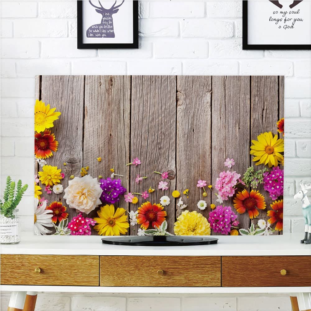 AMAPARK TV Dust Cover, Cover 65 Inch Wooden Texture Suitable for Sets of Most Models TV Style-1812