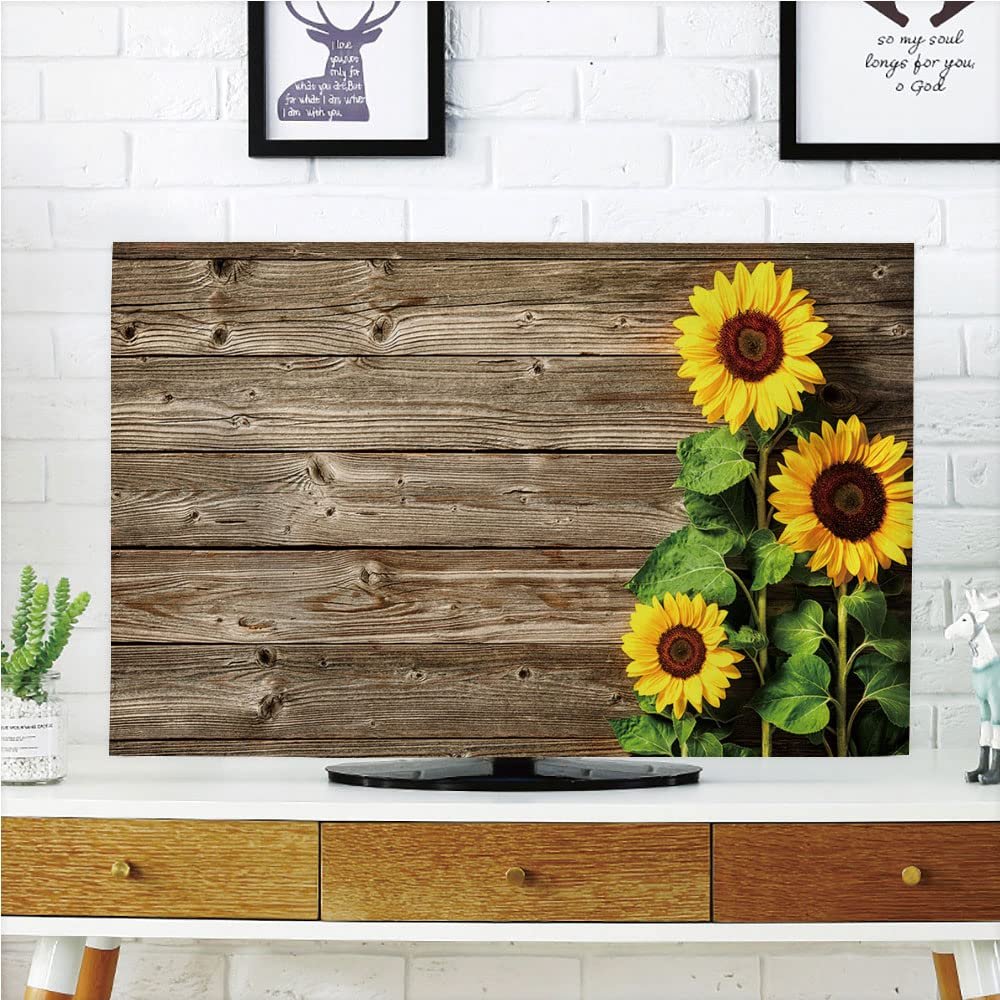 AMAPARK TV Dust Cover,Cover Type 55 Inch Sunflowers Polyester Microfiber Cloth Easy to Cover Your TV Style-1721