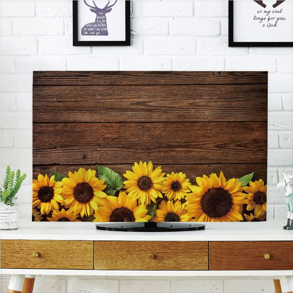 AMAPARK TV Dust Cover, Sunflowers Polyester Microfiber Cloth Easy to Cover Your 55 Inch TV - Style-1657