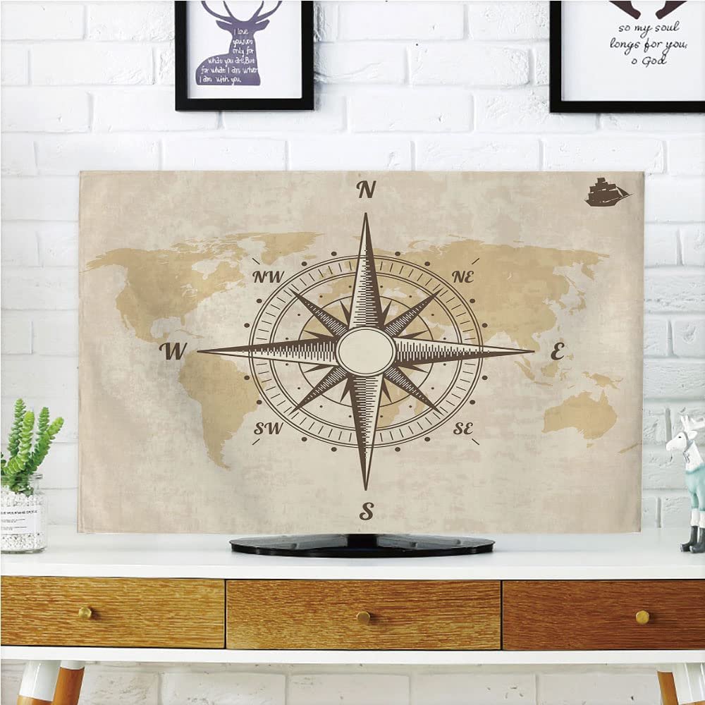 AMAPARK TV Dust Cover, Cover 55 Inch Old World Map Suitable for Sets of Most Models TV Style-1496