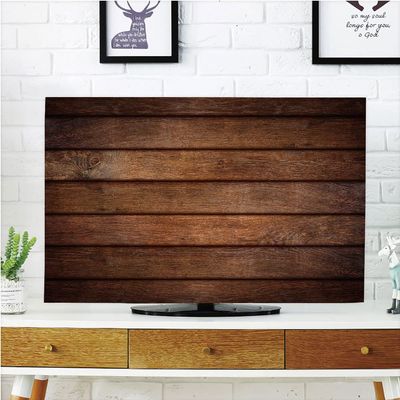 AMAPARK TV Dust Cover,Cover Type 55 Inch Wooden Texture Home Office Decorations Dustproof TV Cover Style-1794