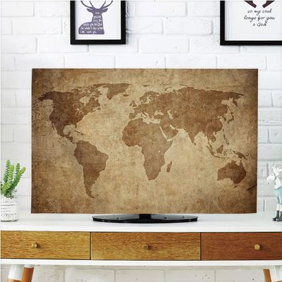 AMAPARK TV Dust Cover,Cover Type 47 Inch Old World Map Home Office Decorations Dustproof TV Cover Style-1454
