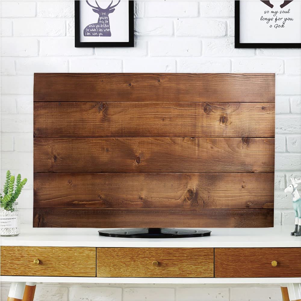 AMAPARK TV Dust Cover,Cover Type 47 Inch Wooden Texture Polyester Microfiber Cloth Easy to Cover Your TV Style-2073