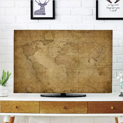 AMAPARK TV Dust Cover,Cover Type 47 Inch Old World Map Home Office Decorations Dustproof TV Cover Style-1598