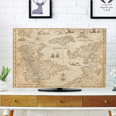 AMAPARK Indoor TV Dust Cover, Cover 50/52 Inch Old World Map Quality Waterproof Polyester Protect Your TV Style-1479