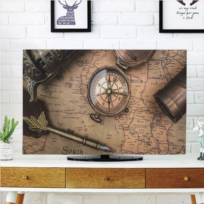 AMAPARK TV Dust Cover,Cover Type 65 Inch Old World Map Home Office Decorations Dustproof TV Cover Style-1594