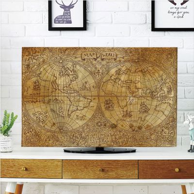 AMAPARK Indoor TV Dust Cover, Cover 32 Inch Old World Map Quality Waterproof Polyester Protect Your TV Style-1467