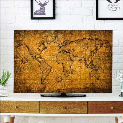 AMAPARK TV Dust Cover, Cover 55 Inch Old World Map Suitable for Sets of Most Models TV Style-1464