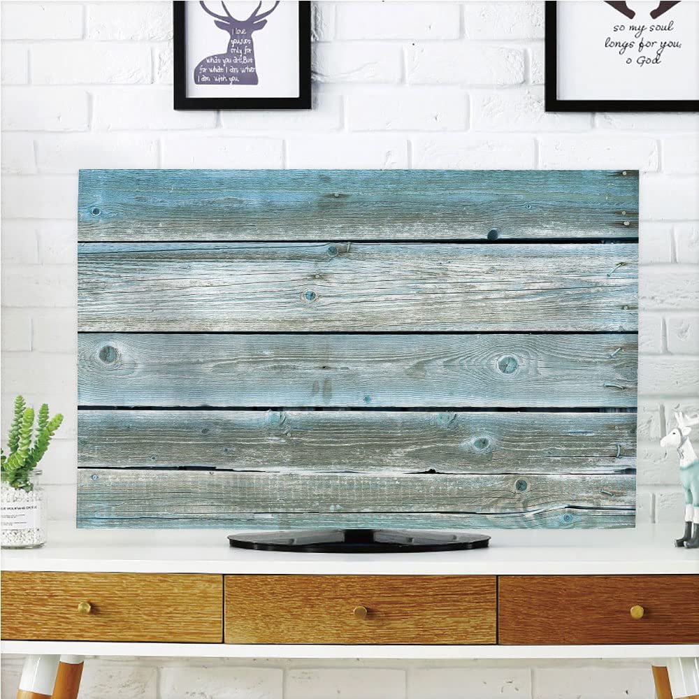 AMAPARK TV Dust Cover,Cover Type 47 Inch Wooden Texture Polyester Microfiber Cloth Easy to Cover Your TV Style-2033
