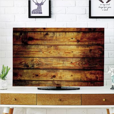 AMAPARK TV Dust Cover,Cover Type 50/52 Inch Wooden Texture Home Office Decorations Dustproof TV Cover Style-2082