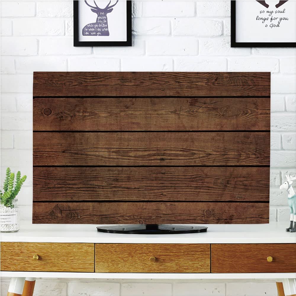 AMAPARK Indoor TV Dust Cover, Cover 55 Inch Wooden Texture Quality Waterproof Polyester Protect Your TV Style-1995
