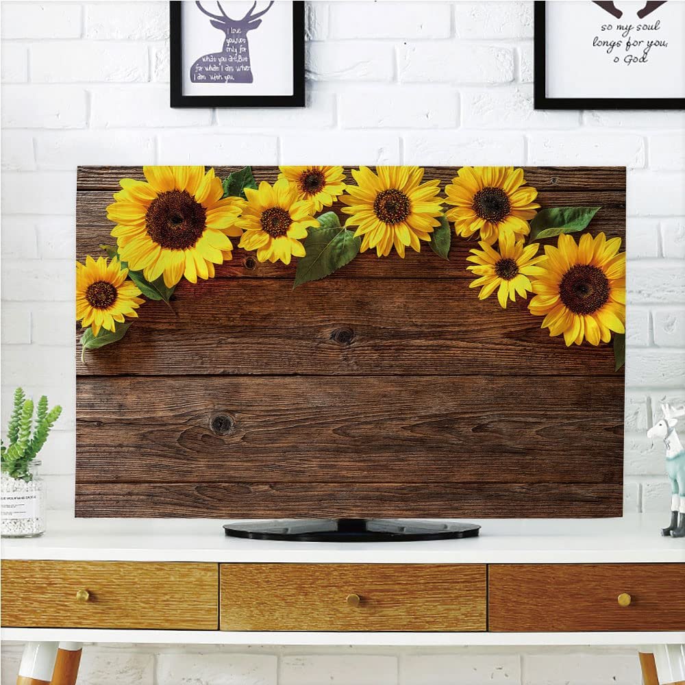 AMAPARK TV Dust Cover, Sunflowers Polyester Microfiber Cloth Easy to Cover Your 55 Inch TV Style-1641
