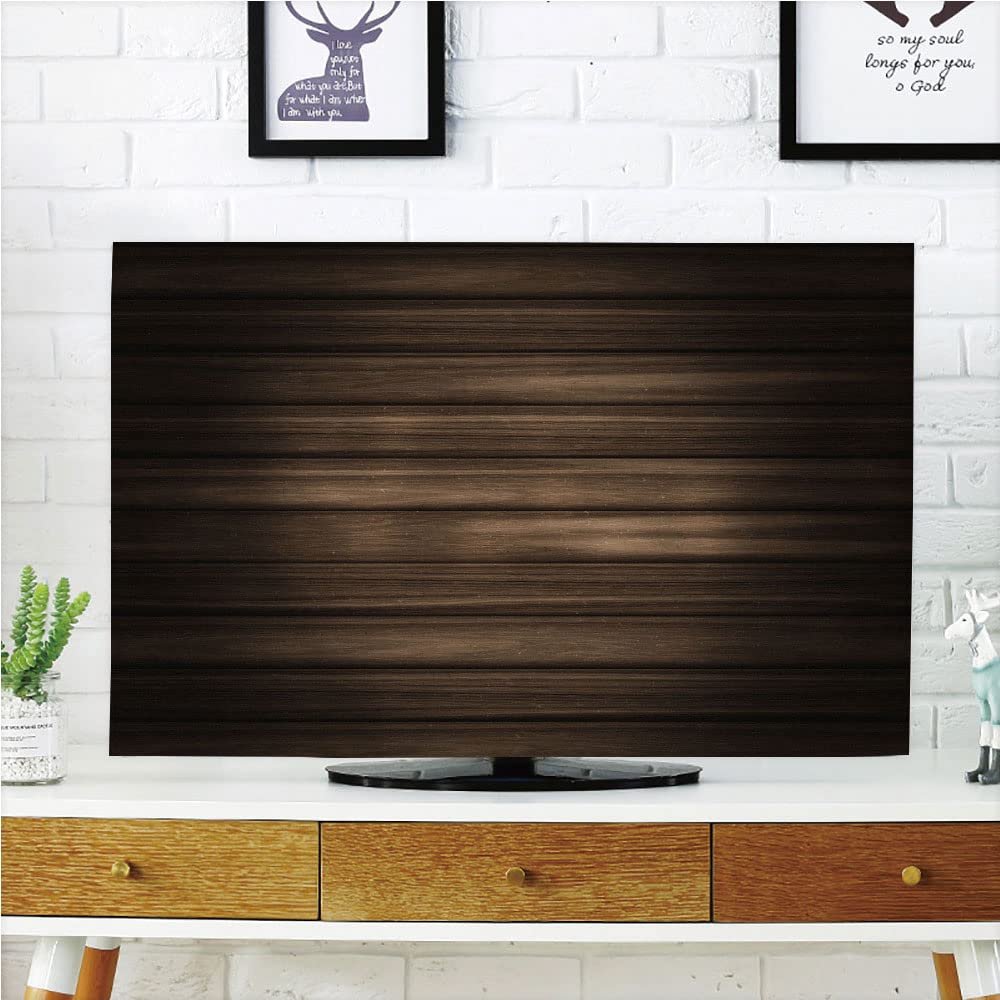 AMAPARK TV Dust Cover,Cover Type 50/52 Inch Wooden Texture Polyester Microfiber Cloth Easy to Cover Your TV Style-1897